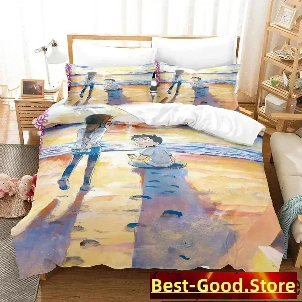 Teasing Master Takagi-San Bedding Set Printed With Pillowcase Bed Duvet Cover Soft Queen King Size Bedclothes Home Boys Adult