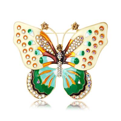 European and American Vintage Exaggerated Rhinestone Colored Dripping Butterfly Brooch, Chest Flower Girl