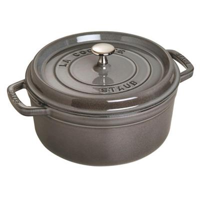 Staub Cocotte Apvalus Pilkas Dviejų Rankenų Ketaus Emaliuotas Puodas Suderinamas su IH Japonijos Produktas su Serijiniu Numeriu La Cocotte Apvalus "Pico 18cm" [Autorizuotas Numeris]