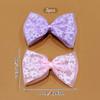 2 Korean Version Purple Pink Bow Flower Hair Clips Suitable for Daily Hair Accessories