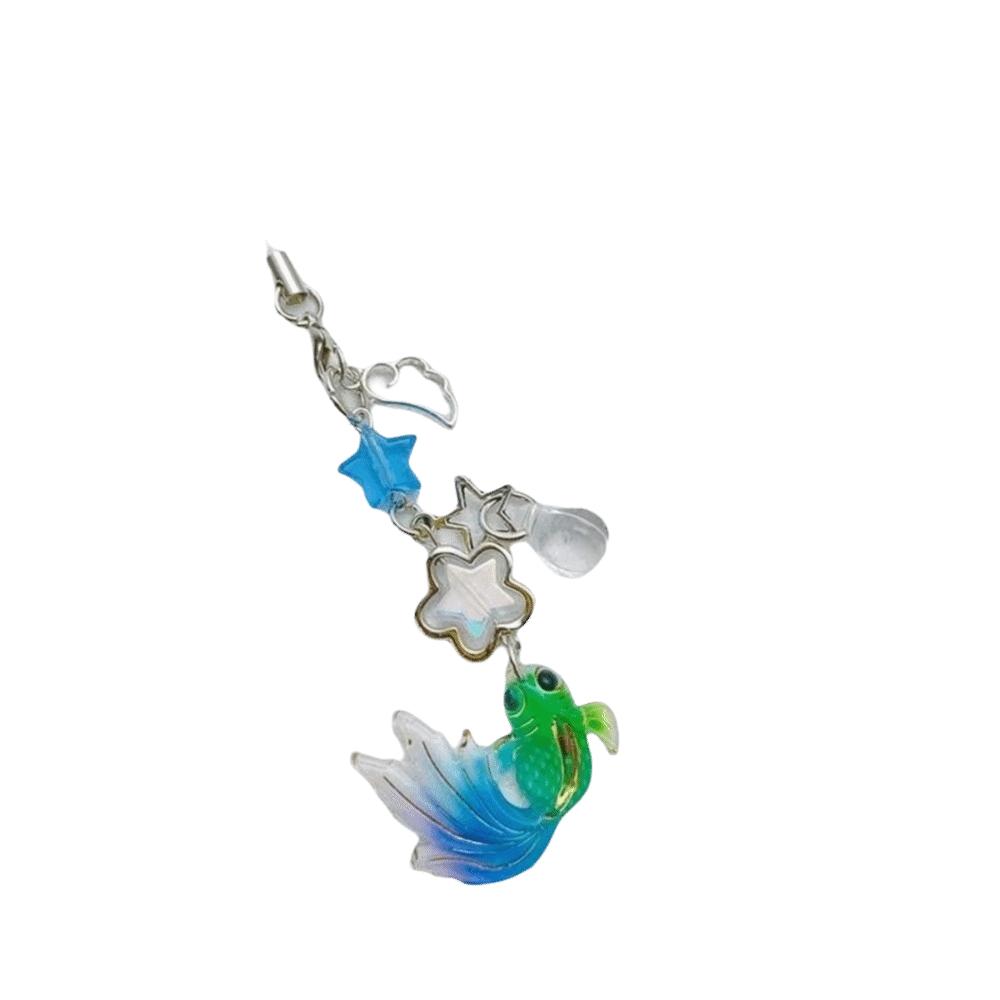

Crystal Beads Mobile Phone Chain Plastic Beaded Keyring Aesthetic Lucky Koi Phone Pendant Festival