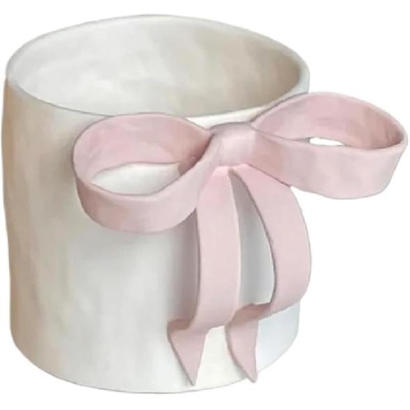 300ml Large Coffee Mug with Handle Tea Cup Novelty Versatile Durable Coffee Tea Mug with Bow Design,Thoughtful Gift(Blue)