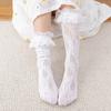 Summer Thin Lace Mesh JK Lolita Frilly Stockings Cute Mother Kids Ruffle White Black Knee High Long Socks for Girls Children