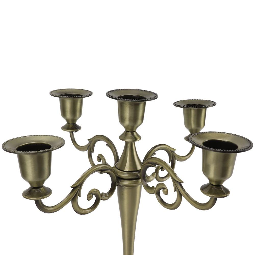 Golden Golden Branched Candle Stand 5 Arm Retro Iron Tabletop Candelabra Banquet Centerpiece