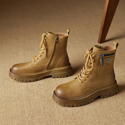 Martin Boots Spring And Fall Within The High Thick Bottom Rhubarb Retro Work Biker Boots Short Boots