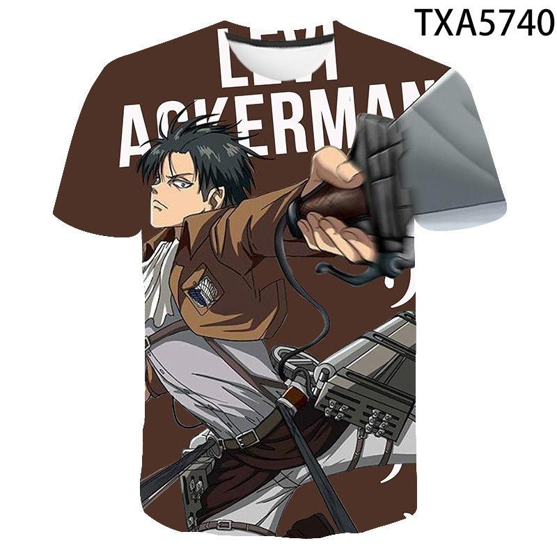 Attack On Titan Levi Ackerman 3D Print T-Shirt, High Quality Polyester Short Sleeve, Fashion Streetwear Casual Daily Wear