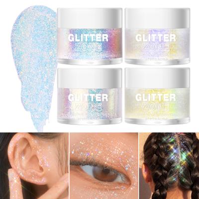 Ombretto Liquido in Gel a 4 Colori Multiuso Ad Alta Lucentezza Colorato per Viso Corpo e Capelli Adatto per Ragazze da Palcoscenico