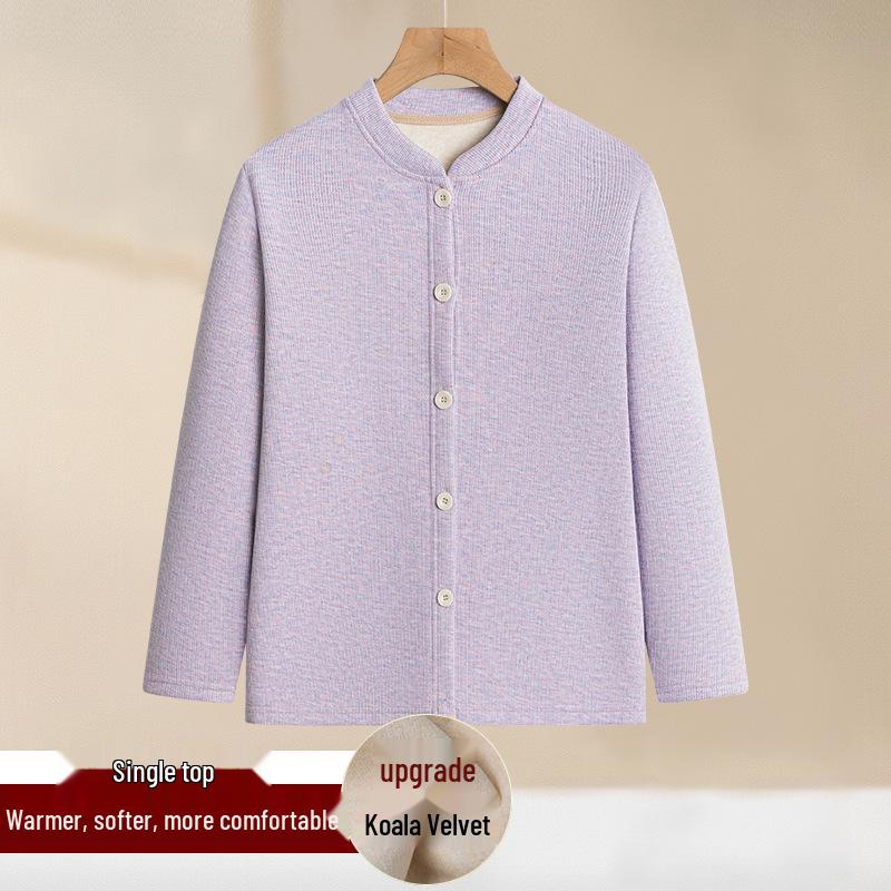 Warmer Winter-Cardigan und Fleece-Unterwäsche-Set für ältere Damen