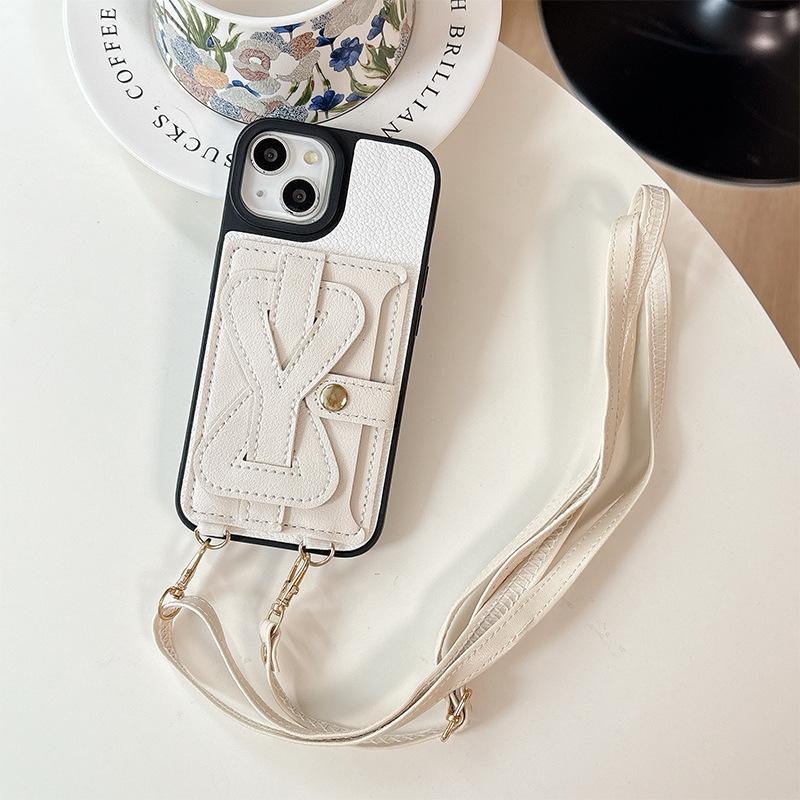 Armband Einfarbig Kartenhalter Münzfach Handyhülle für Apple 17promax Umhängekordel für IPhone16pro Leder