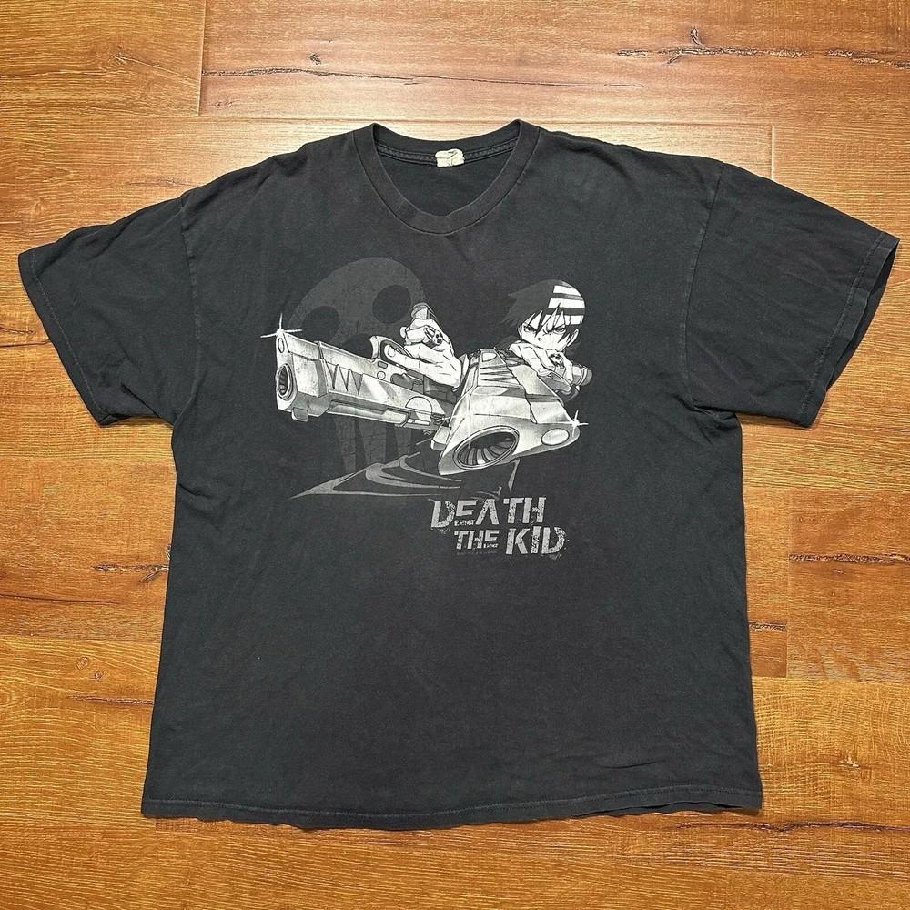 Vintage Death The Kid Anime Graphic T-Shirt Black Y2K Style TRENDING Unisex T-Shirt L