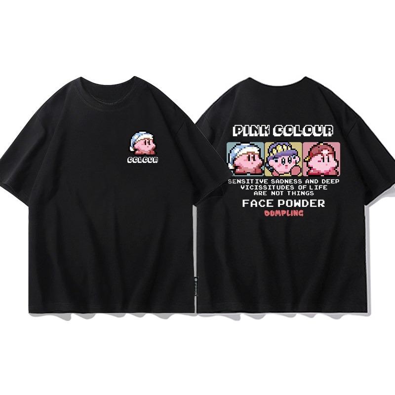 

Cartoon Kirby Short-sleeved T-shirt for Men Summer Anime-style Pure Cotton T-shirt Japanese Style 3XL