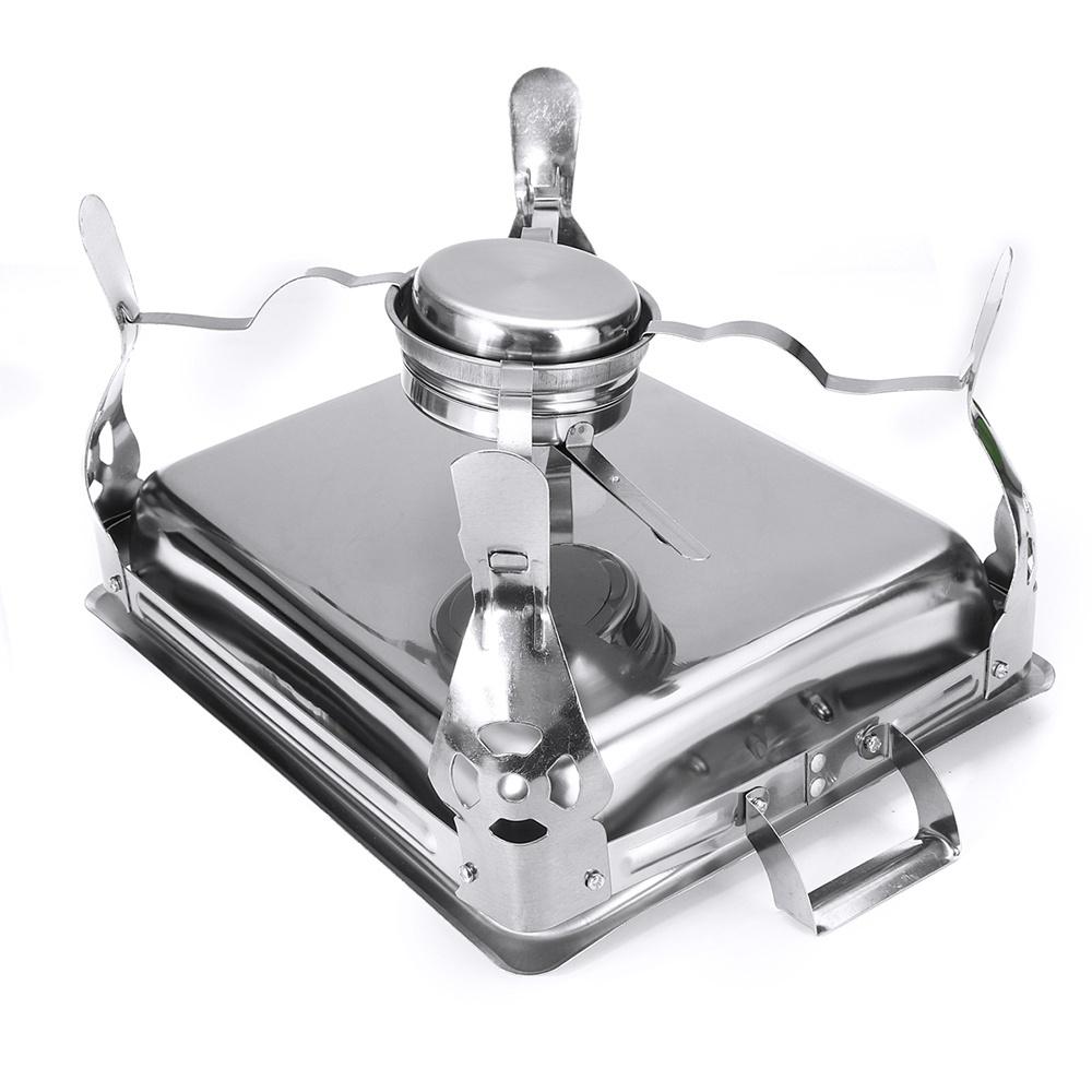 Quadratischer Buffet-Herd aus Edelstahl, Chafing Dish, Buffet-Öfen, Caterer, Speisenwärmer, Brenner, Tablett, Hochzeit, Party, 4 Packungen, 6 l