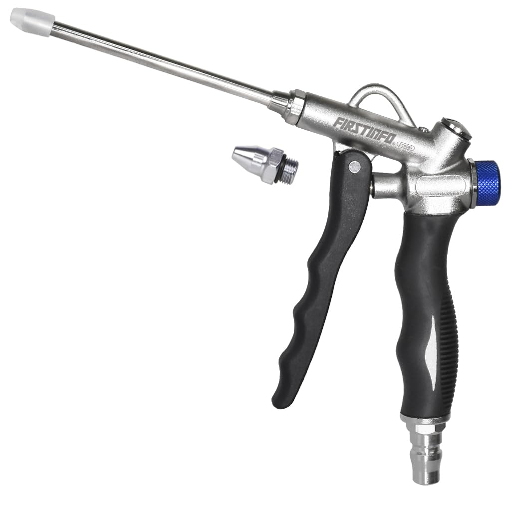 Ryosho FIRSTINFO TOOLS Air Blow Gun, Top and Bottom Connection, Aluminum, with Long Nozzle (11cm), Air Duster, Air Gun