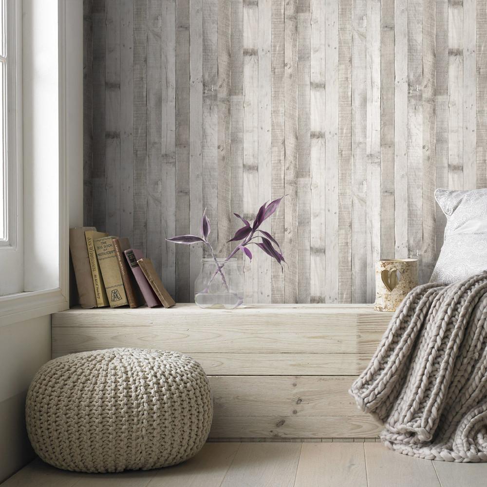 Retro Faux Wood Plank Paper Peel And Stick Wallpaper Self-adhesive Light Grey Wood Grain Wallpaper Roll For Old House Renovation