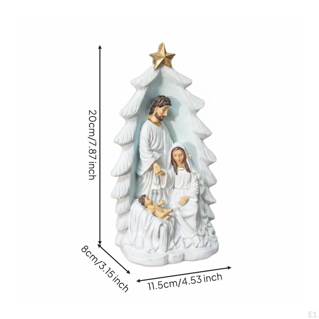 Resin Manger Scene Figurine Modern Design Holy Family Statue Minimalist Style