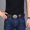 Vintage Carved Floral Pattern Belt Buckle Metal Adult Bull Head Shape Buckle Replacement DIY Craft Belt Oval Buckle