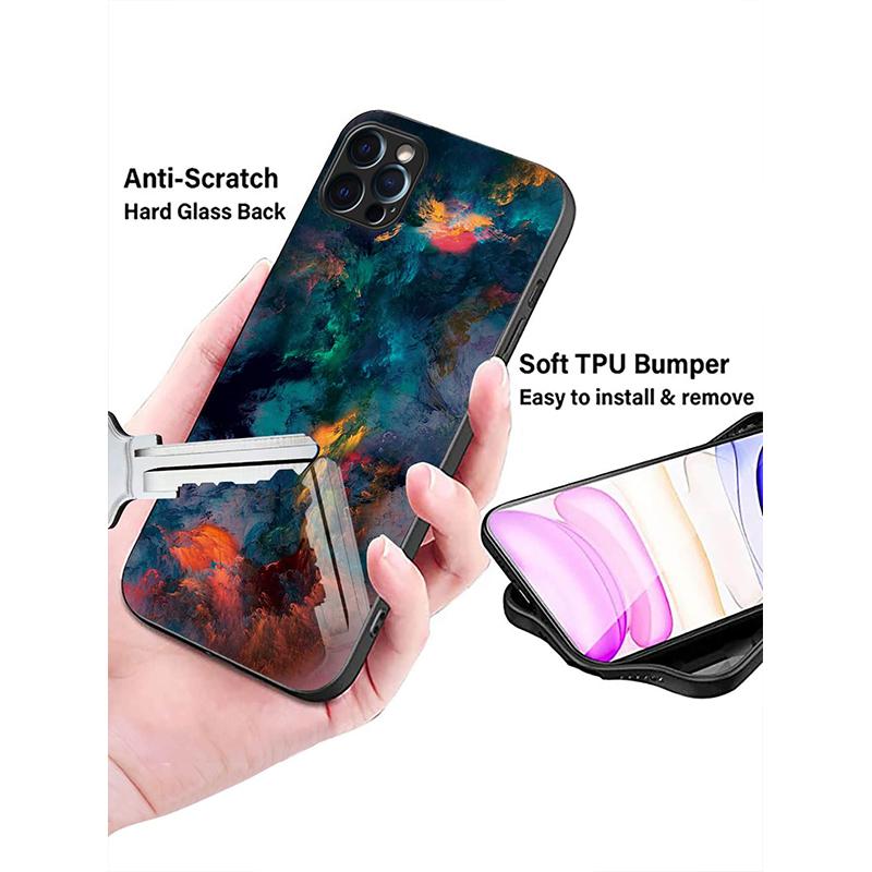 Bunte Spritz Tinten Glasmaterial Handyhülle Für iPhone 17 16 15 14 13 12 11 Pro Max 17Air 16E 7 Plus XR XS X Stoßfeste Hülle