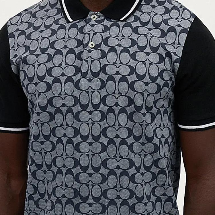 Coach Ss24 Pattern Printed Casual Short Sleeve Polo Shirt Men Tops Gray CO816-RBC