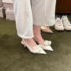 Fashion Designer Metal Pointed Toe Flat Sandals Women 2024 New Open Toe Low Heel Mueller Shoes Women's Fashionable Sandalias Femininas