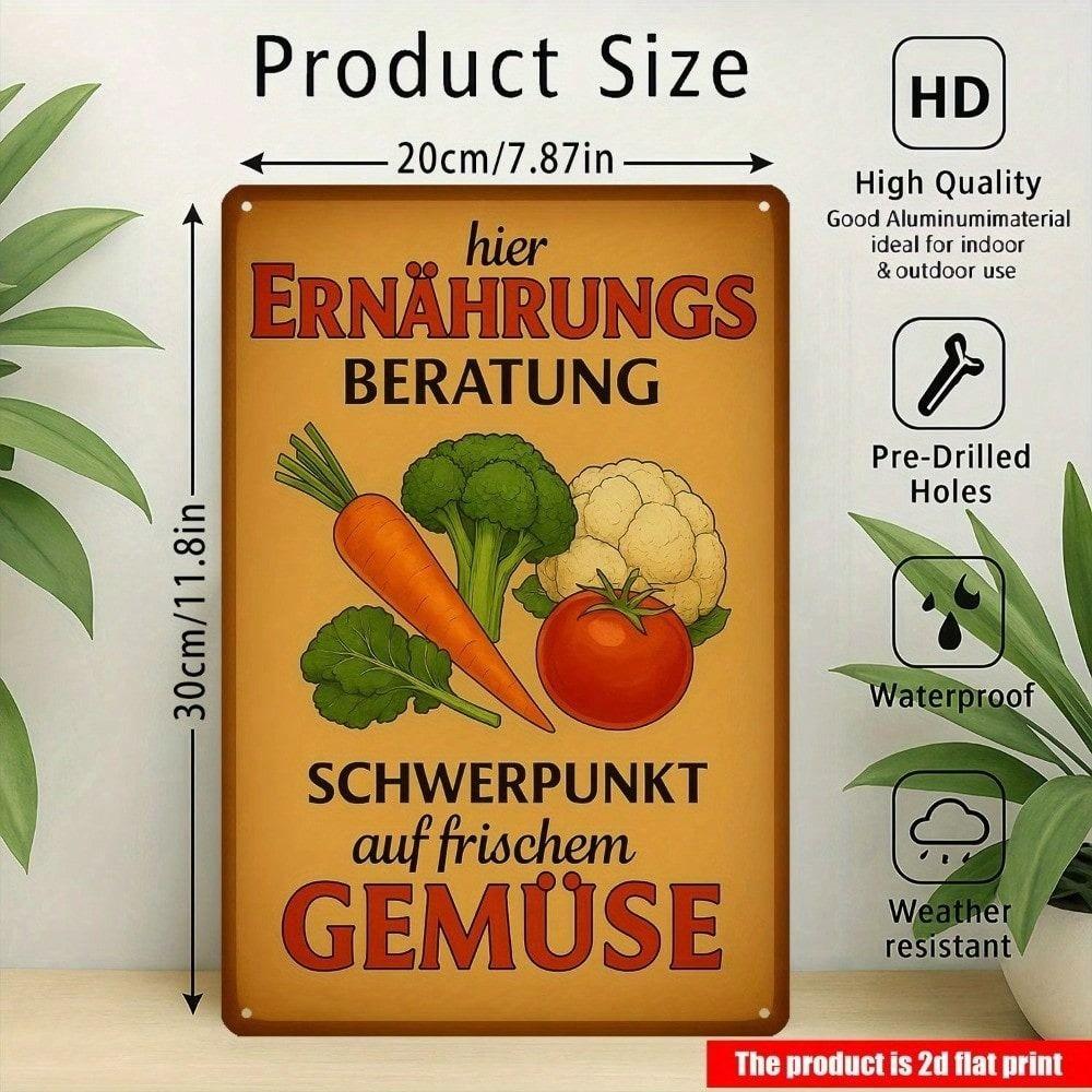Retro Vegetable Tin Sign Metal Poster Wall Art for Kitchen Bar German Decor