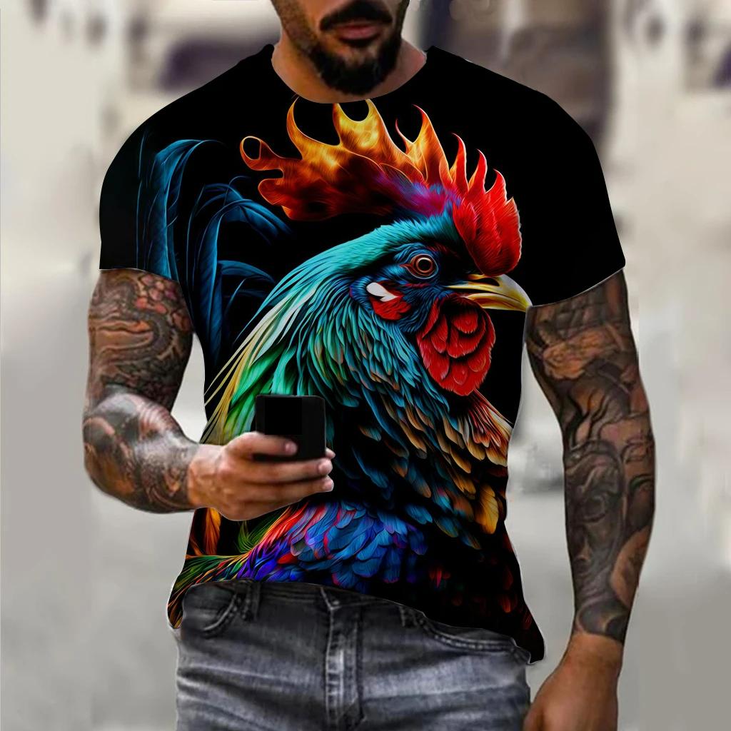 Tricou bărbați pentru bărbați Tricouri grafice cu cocoș cu animale imprimate 3D Topuri supradimensionate Tricouri cu mâneci scurte de stradă Îmbrăcăminte bărbătească de vară