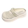 2025 New Thick-soled Heightening Pearl Super Fire One-pedal Bag Head Half Slippers Women's Summer Outer Wear Hollow Cool Slippers