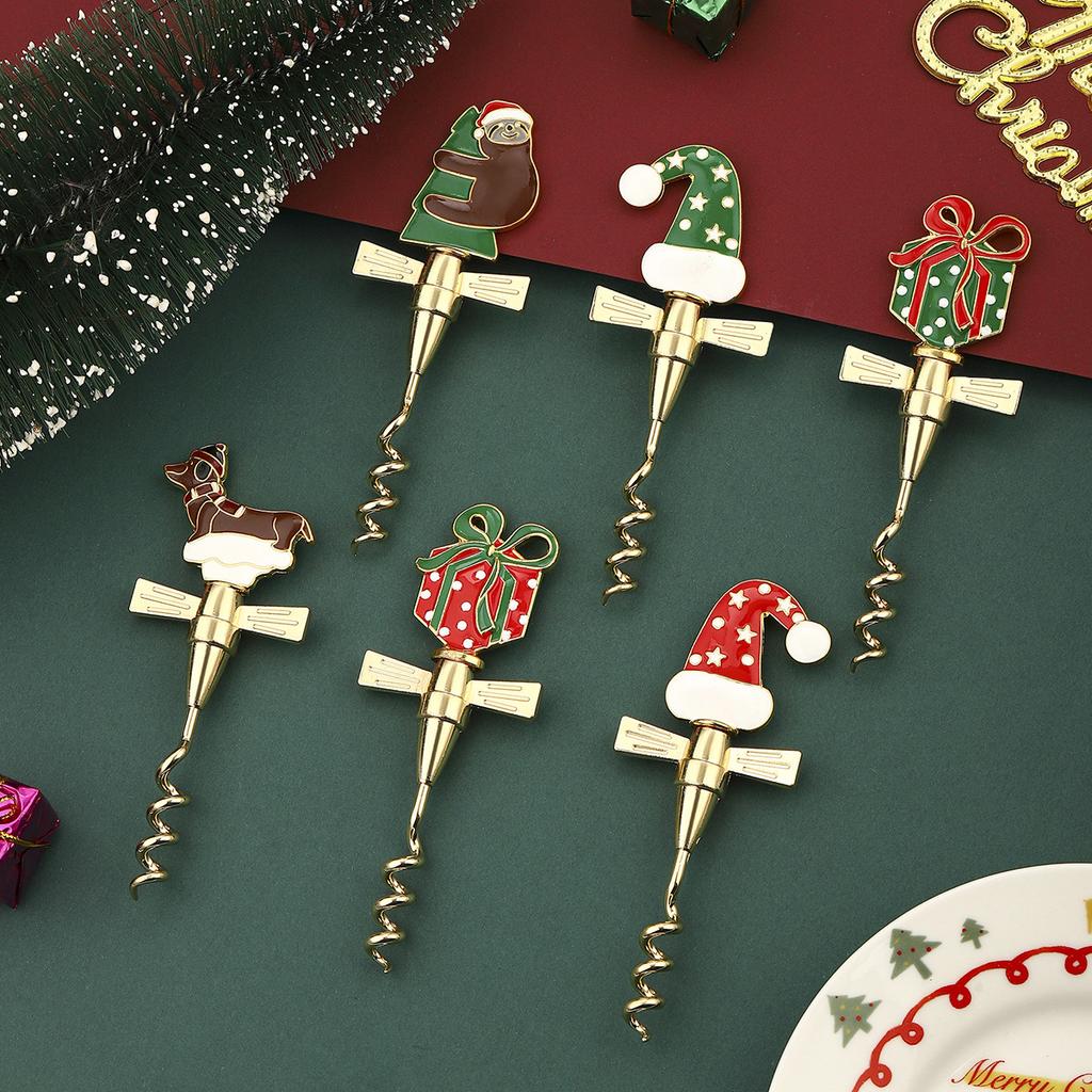 Christmas Wine Bottle Opener Bear Puppy Hat Gift Shape Grape Screw Corkscrew Christmas Gift