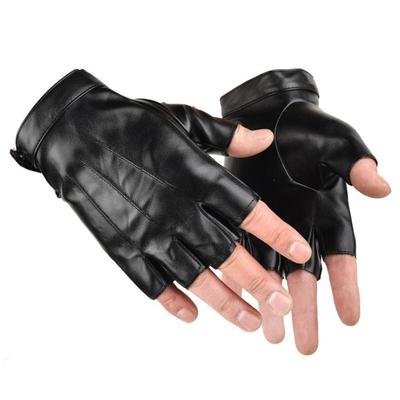 Fashion Punk PU Driving Gloves Cool Button Design Fingerless Mittens Anti-Slip Breathable Half Finger Gloves Gym Fitness