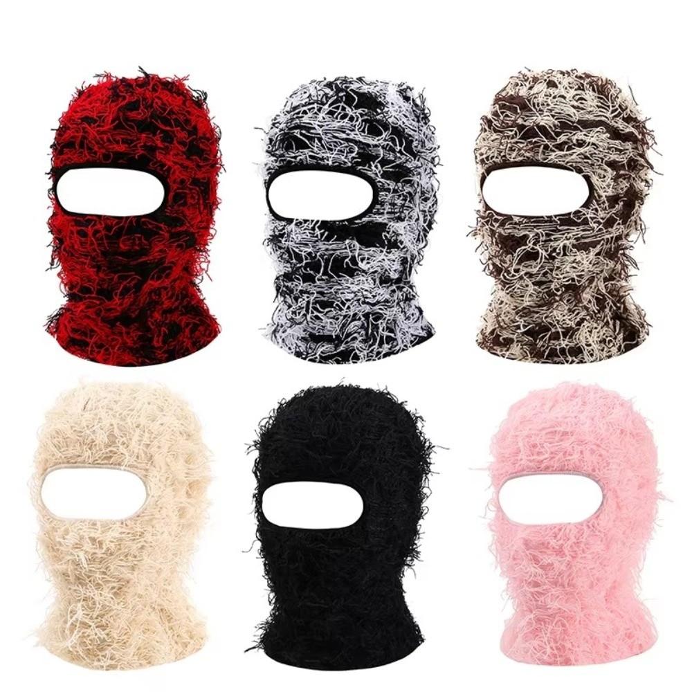 Comfortable Knitted Ski Mask Windproof Solid Color Winter Balaclava Warm Neck Hat Unisex