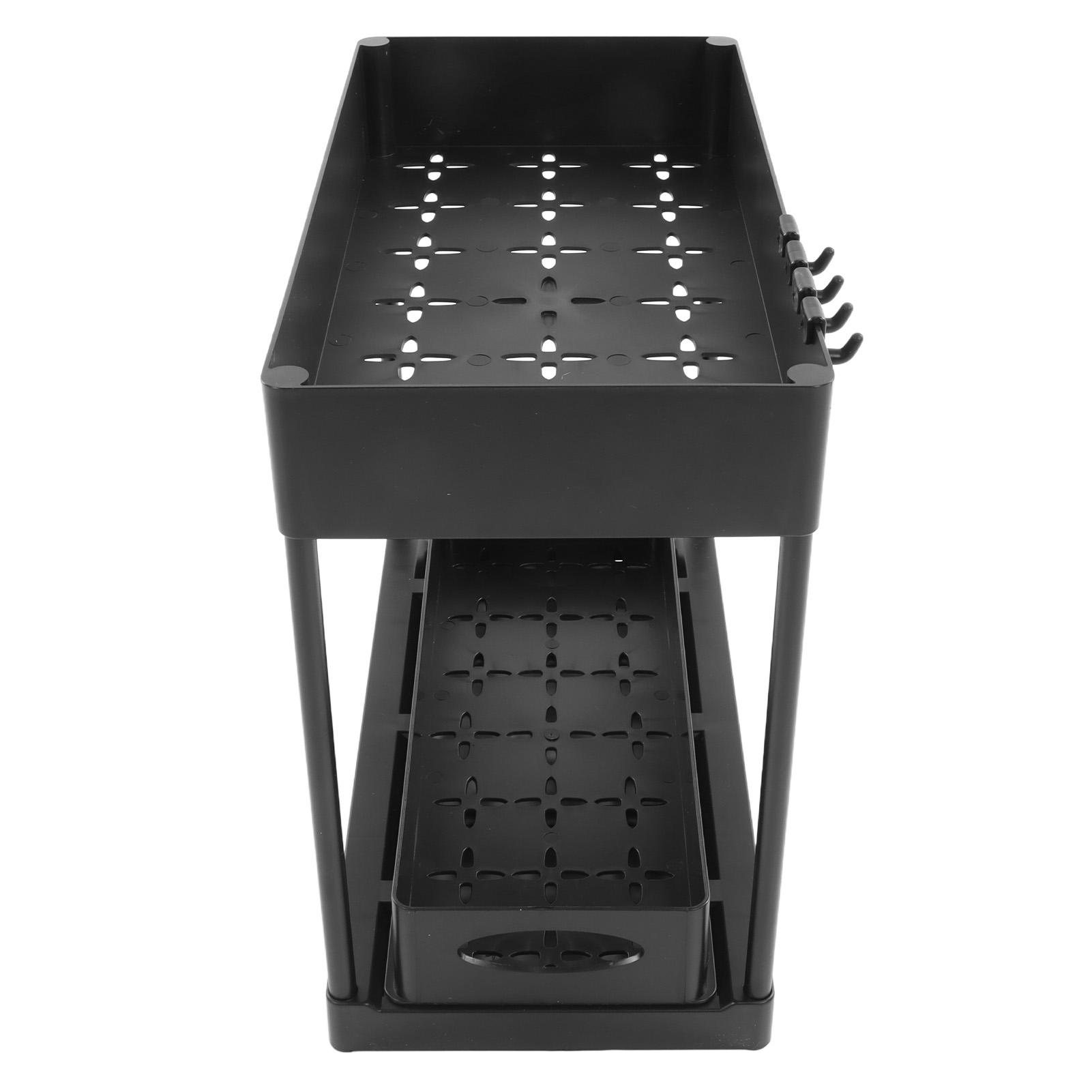 Uitschuifbare opbergmand Ondergootsteenorganizer voor kast Schuifladen Aanrecht Voorraadkast HIPS Zwart zwart