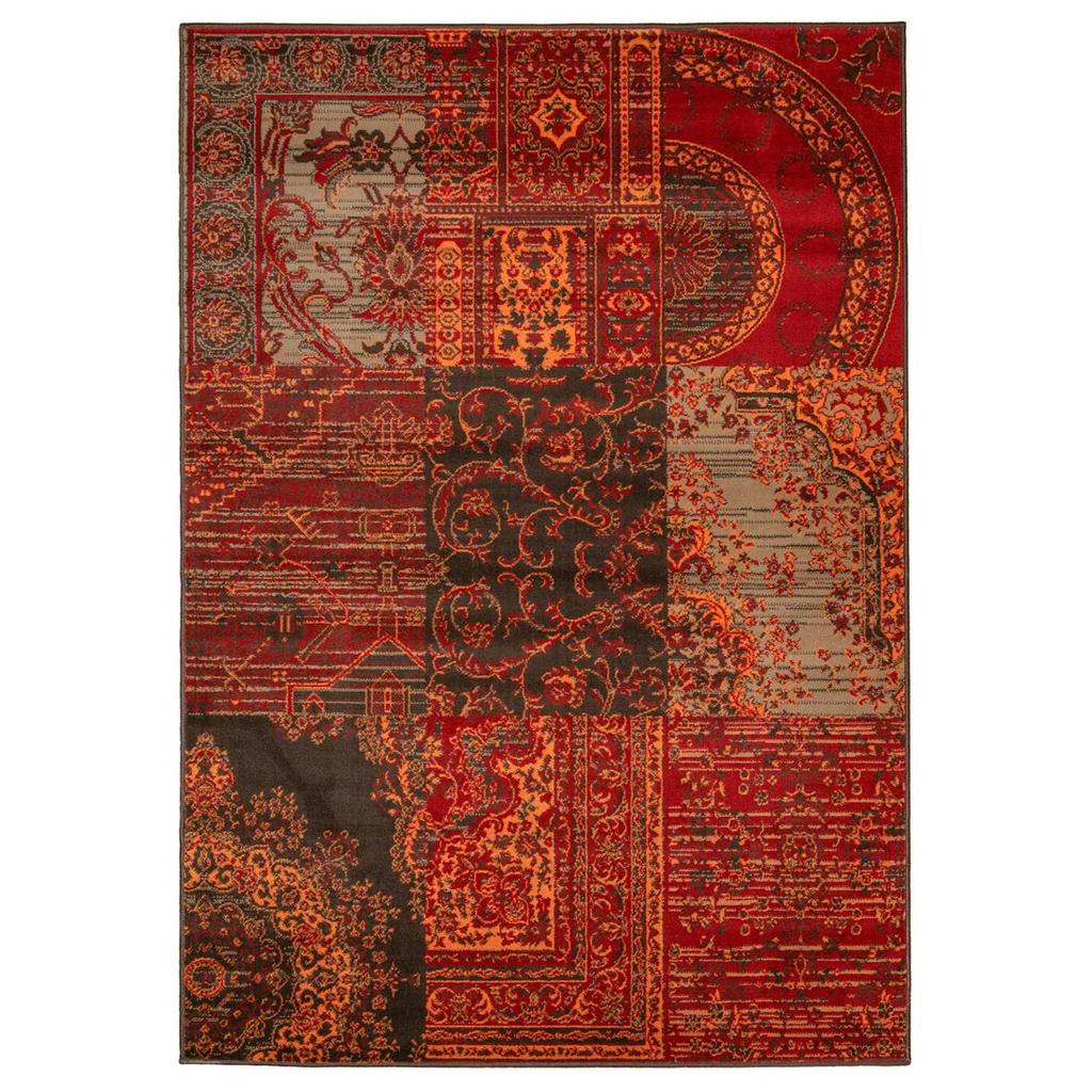 Terracotta Red Warm Patchwork Area Rug for Living Room Bedroom Decor Patchwork Wine Printed  Vintage Persian Carpet Non Slip