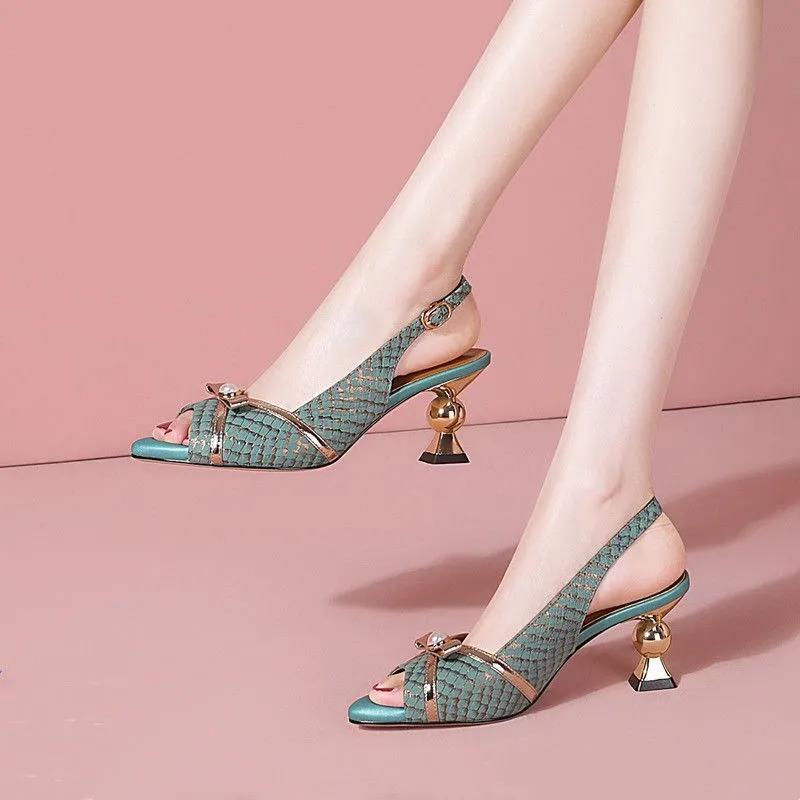 Women Cool Comfort Spring High Quality Peep Toe High Heel Sandals Lady Casual Summer Buckle Strap High Heel Shoes Zapatos Ga690