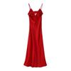 Fashion Style 2024 Summer Women's Laminated Decoration Silk Satin Texture Midi Skirt Sling Mid-Length Dress 3072/