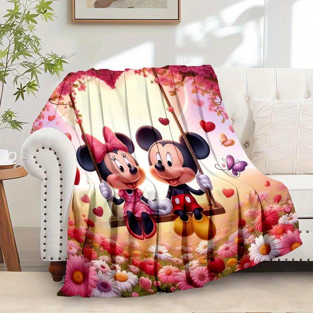 1pc Flannel Mickey and Minnie Love Valentine's Day Romantic Bedroom Bed Cover Sofa Blanket Gift Home Decoration