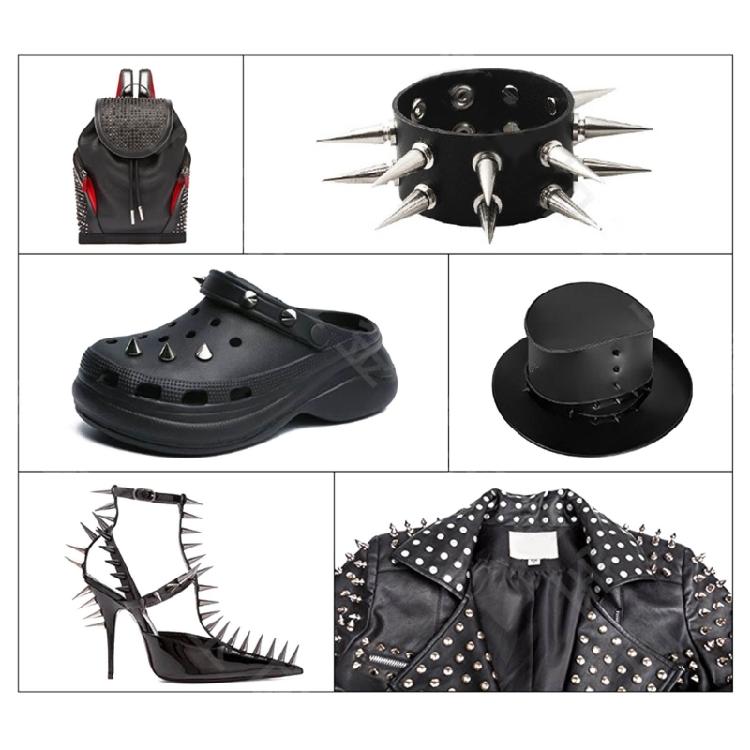 Clous à pointes Rivets Métal Argenté Rivets Décoratifs Punk, 10 Pièces Rivets Pointus à Visser Boucles Bouton Gothique pour Artisanat DIY
