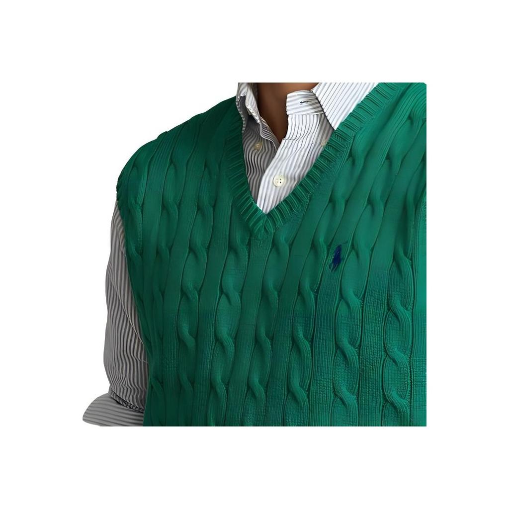 Polo Ralph Lauren FW22 Enfärgad Casual V-ringad Pullover Stickad Väst Herrväst Grön MNPOSWE1CM20049-300