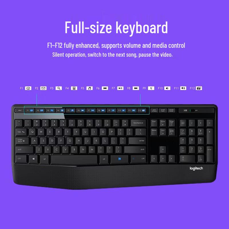 Logitech MK346P Full-Size Wireless Keyboard and Mouse Combo with Palm Rest