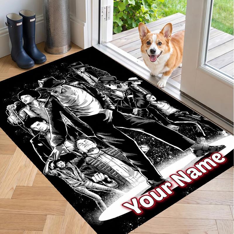 Custom Name Michael Jackson Crystal Velvet Floor Rug Personalized Text Soft Carpet Home Decor
