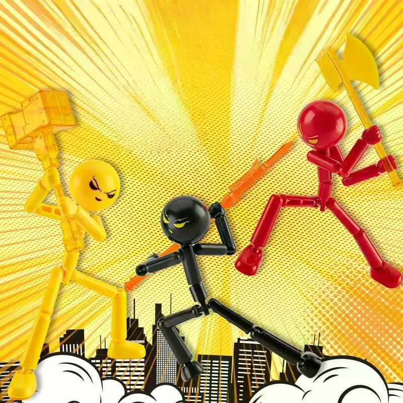 1 Set Novelty Action Figure Stickman Assembled Robot Movable 3D Printing Mannequin Multi-Jointed Stickman Toy