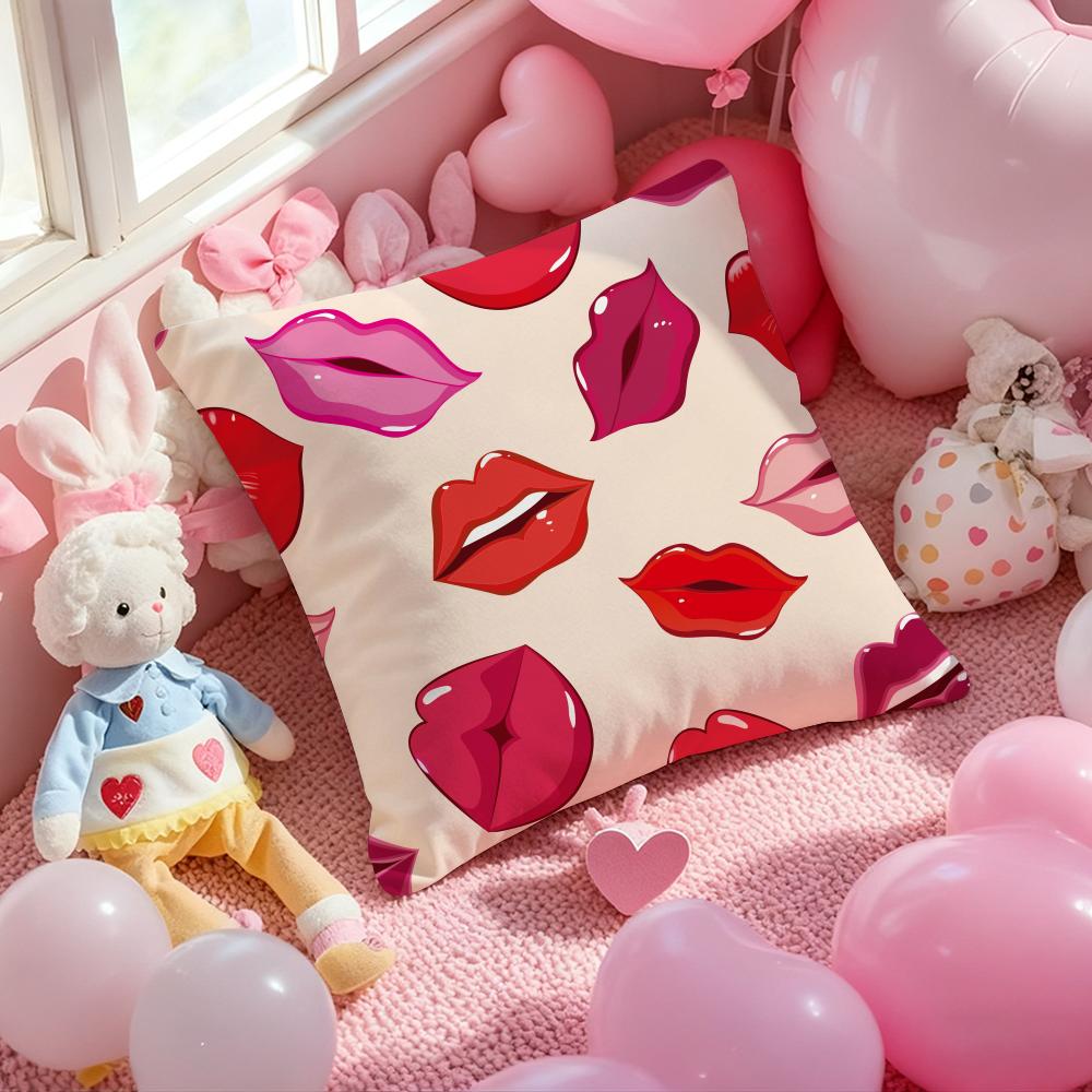 Creative Red Lips Personality Fashion Trend Cushion Pattern Printed Pillowcase For Living Room Sofa Cushion CoverBedroom Decor