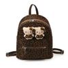 Leopard Print Large-Capacity Woolen Backpack Autumn And Winter Elementary School Bag Children'S Backpack Tide