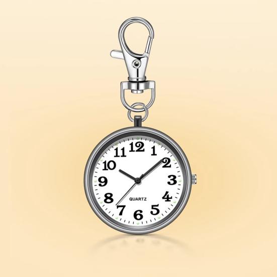 Watch Keychain Circular Dial High Precision Quartz Movement Pointer Silent Watch Compact Hook Keyring Watch