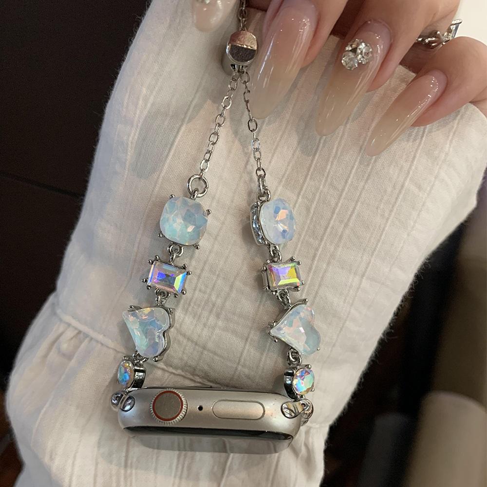 Colorful Stainless Steel Band for Apple Watch Ultra 2 49mm 9 8 7 42mm 44 45mm Women Crystal Strap for IWatch 6 5 4 Se 38 40 41mm
