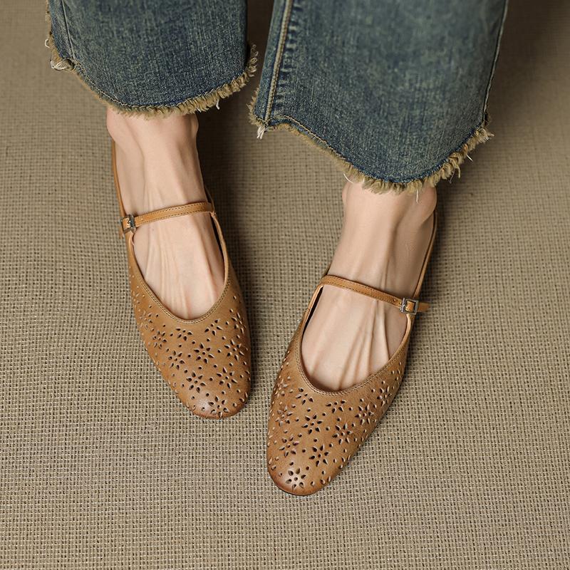 Fashion 2025 New Summer Women Mules Genuine Leather Shoes for Women Squared Toe Low Heel Shoes Cover Toe Slingback Slippers Modern