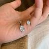 Classic Oval Cut Moissanite Ear Jacket Earring for Women Detachable Earrings 925 Silver Plated Jewely Party Wedding Gift