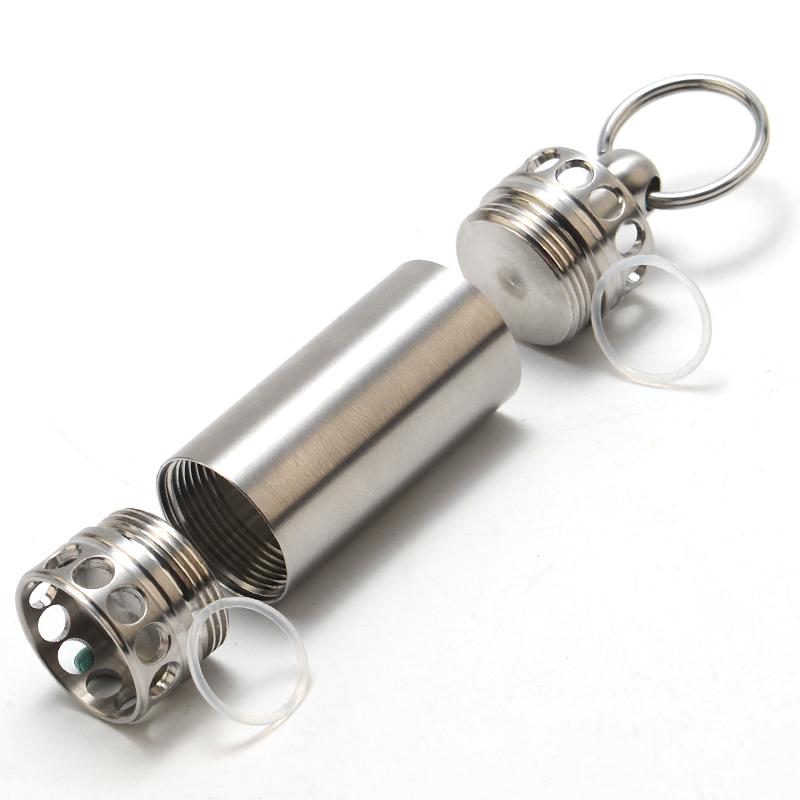 Stainless Steel Sealed Waterproof Pill Box Double Heads Open Pill Bottle Portable Home Outdoor Survival Tank Storage Container
