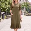 ZANZEA Women Casual Round Neck Solid Color Half Sleeve Dress