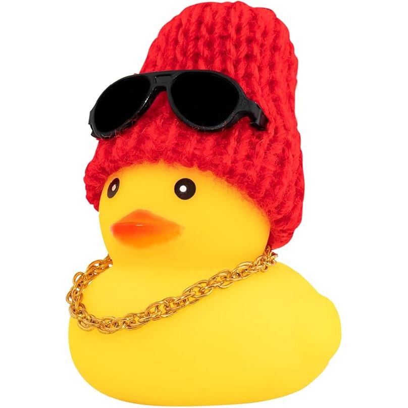 Wonuu Rubber Duck Car Ornaments Yellow Duck Car Dashboard Decorations with Propeller Helmet for Christmas Decor and Home Decorations for Adults
