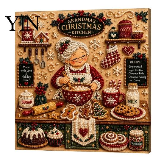 Three Dimensional Bead Craft DIY Christmas Pearl Painting Kit, Handmade Decorative Art for Starter Set Home Decor, Funny Diamonds Kit Adults Beginners