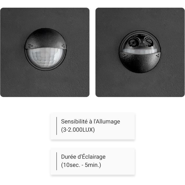 Sebson led luminaire exterieur avec detecteur de mouvement 9m/140° - eclairage exterieur anthracite 15w 1000lm 5800k - ip65